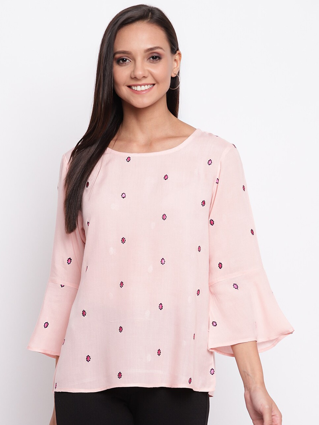 

Mayra Pink Floral Embroidered Pure Cotton Top