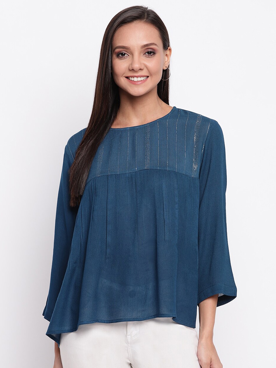 

Mayra Blue Embellished Top