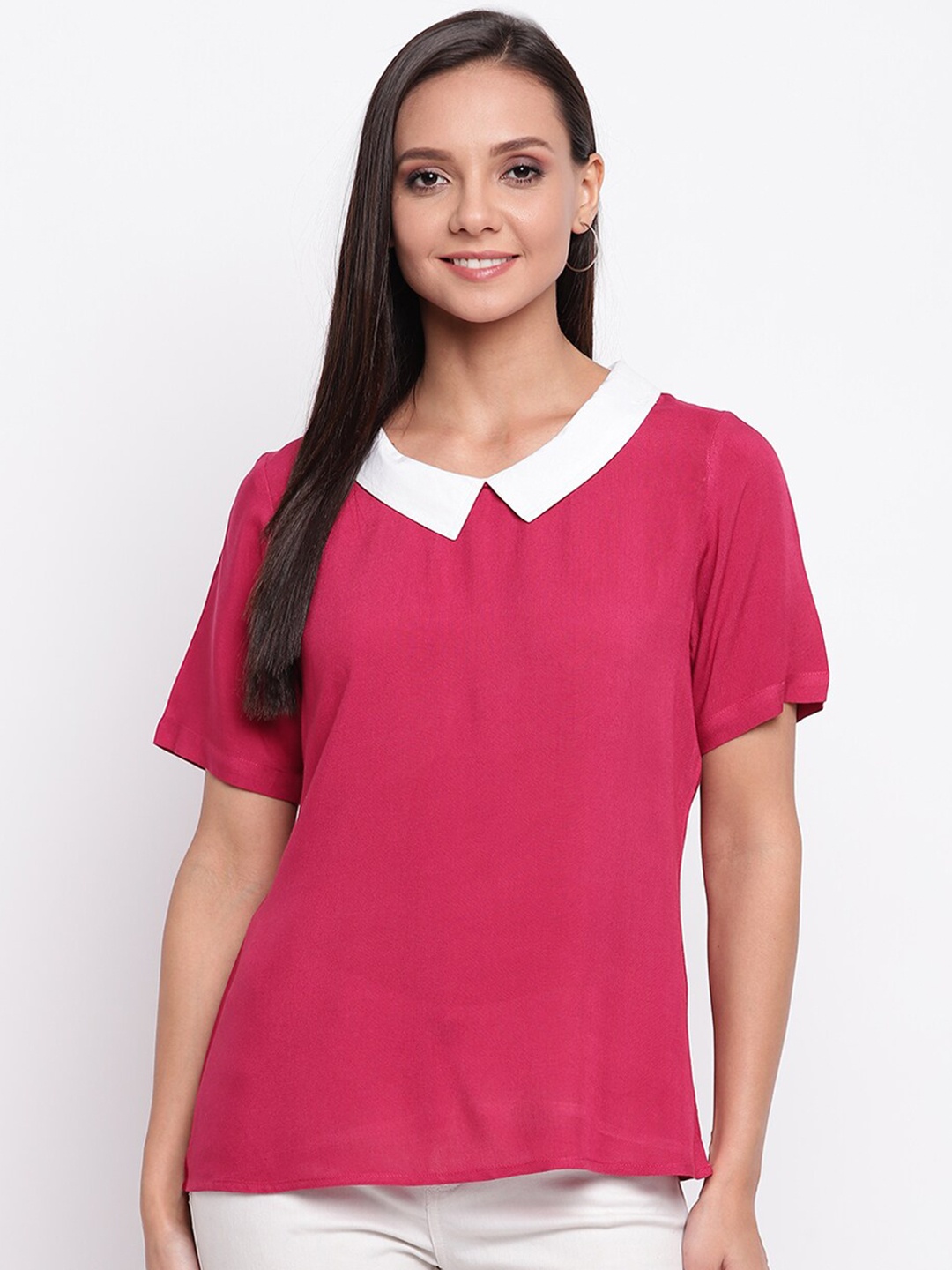 

Mayra Fuchsia & White Peter Pan Collar Top