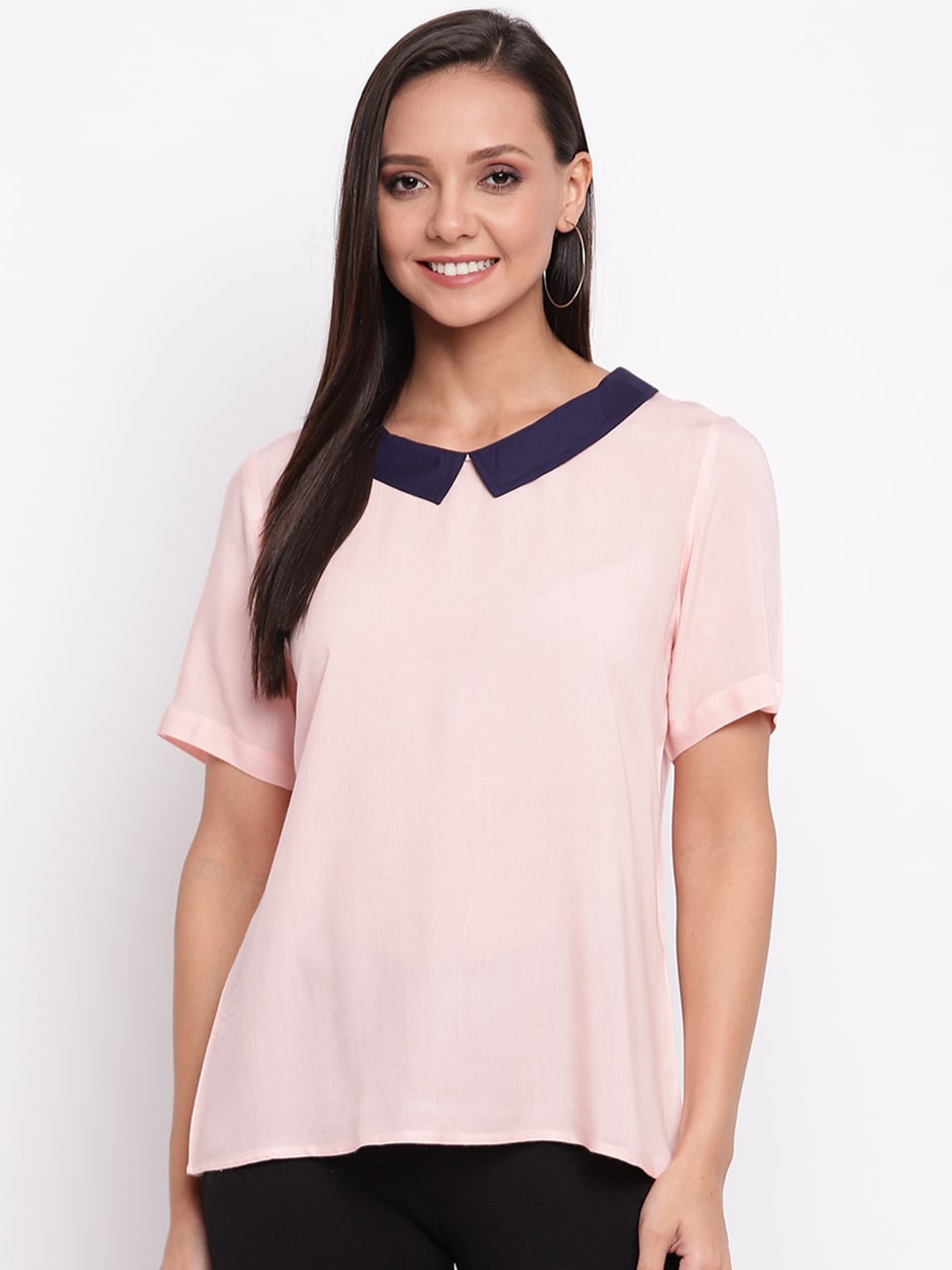 

Mayra Women Pink Peter Pan Collar Top