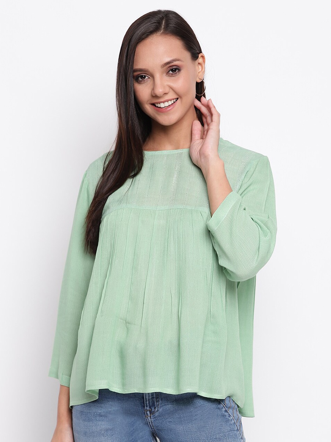 

Mayra Green Embellished Top