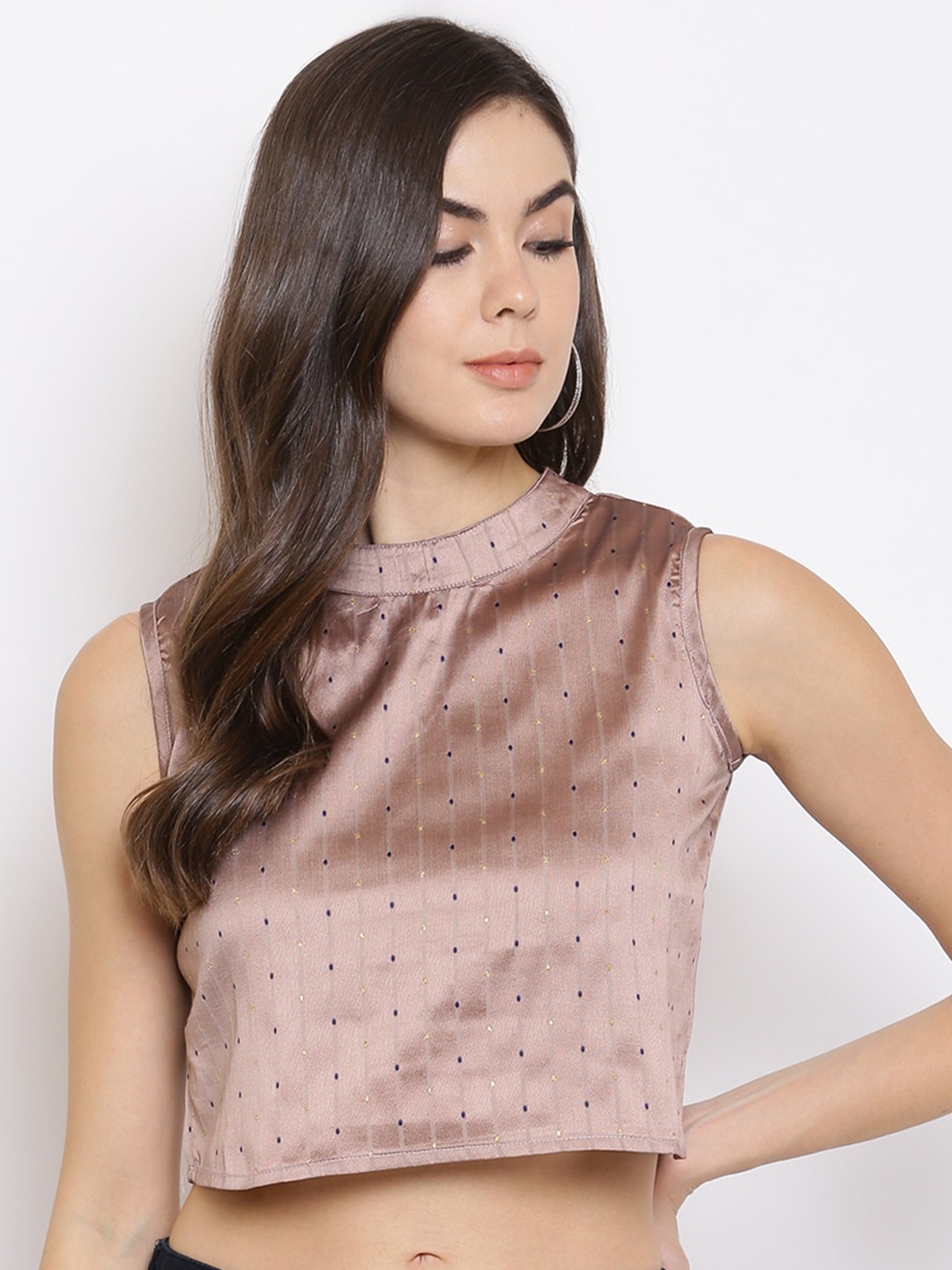 

Mayra Brown Pure Silk Boxy Crop Top