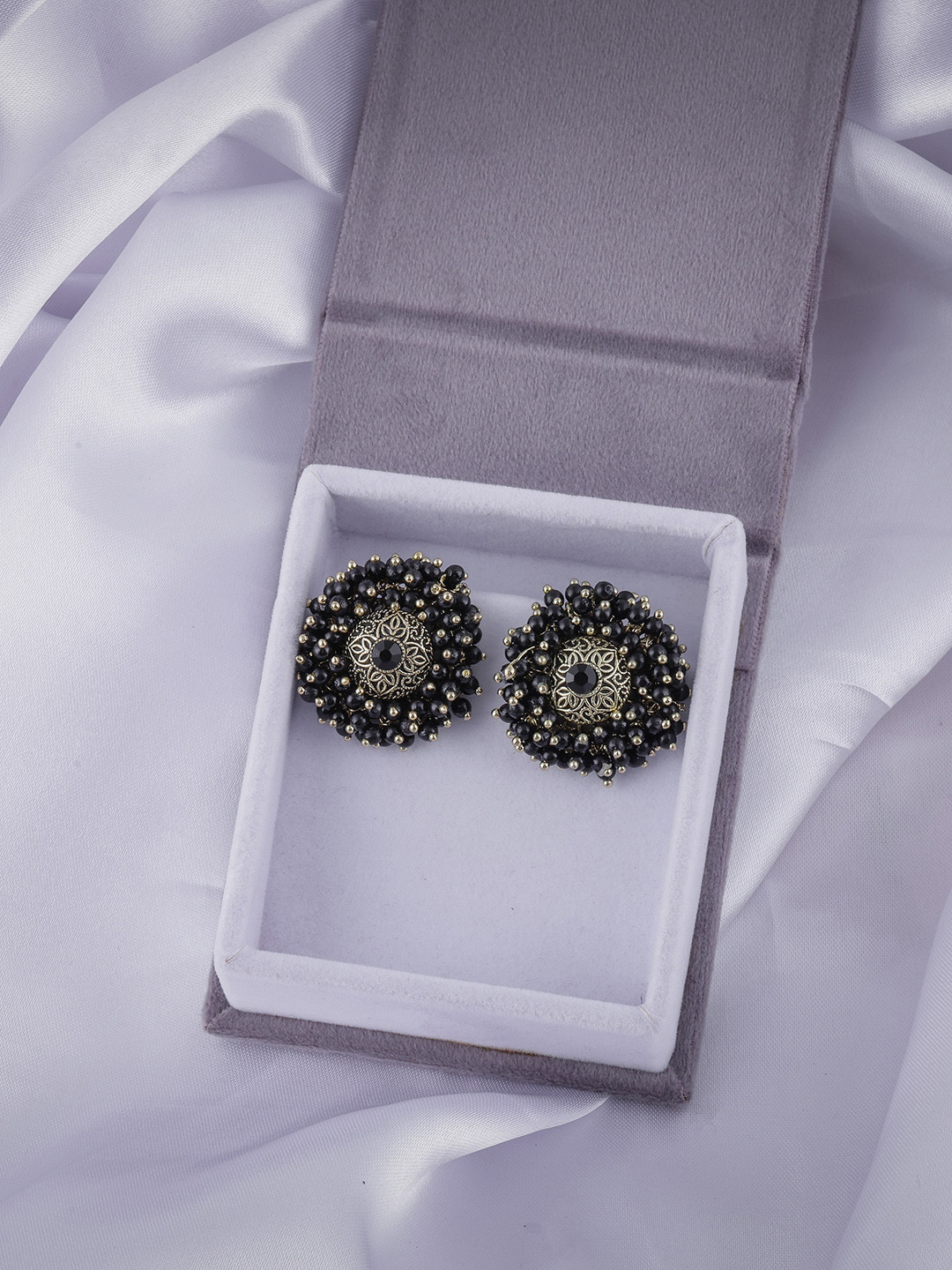 

Brandsoon Black Beaded Contemporary Studs Earrings