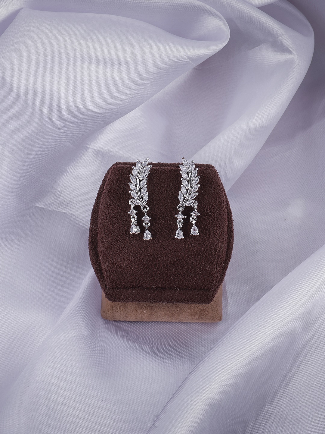 Brandsoon Silver-Toned Diamond Shaped Drop Earrings