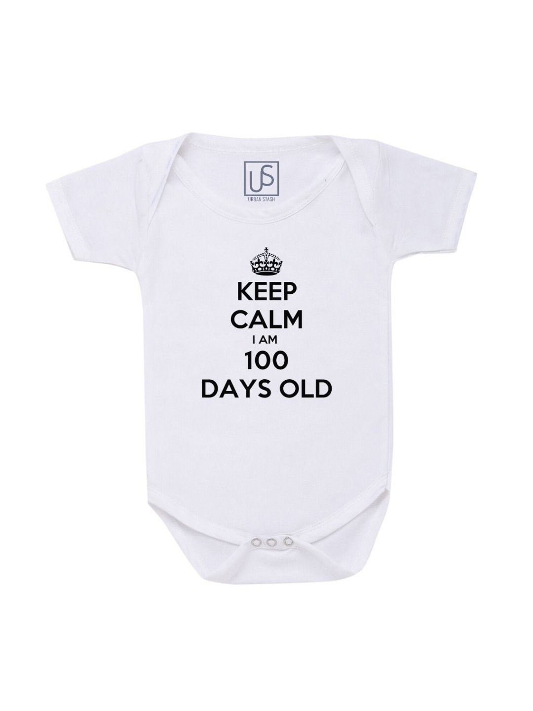 

URBAN STASH Unisex Kids White Printed Cotton Bodysuit