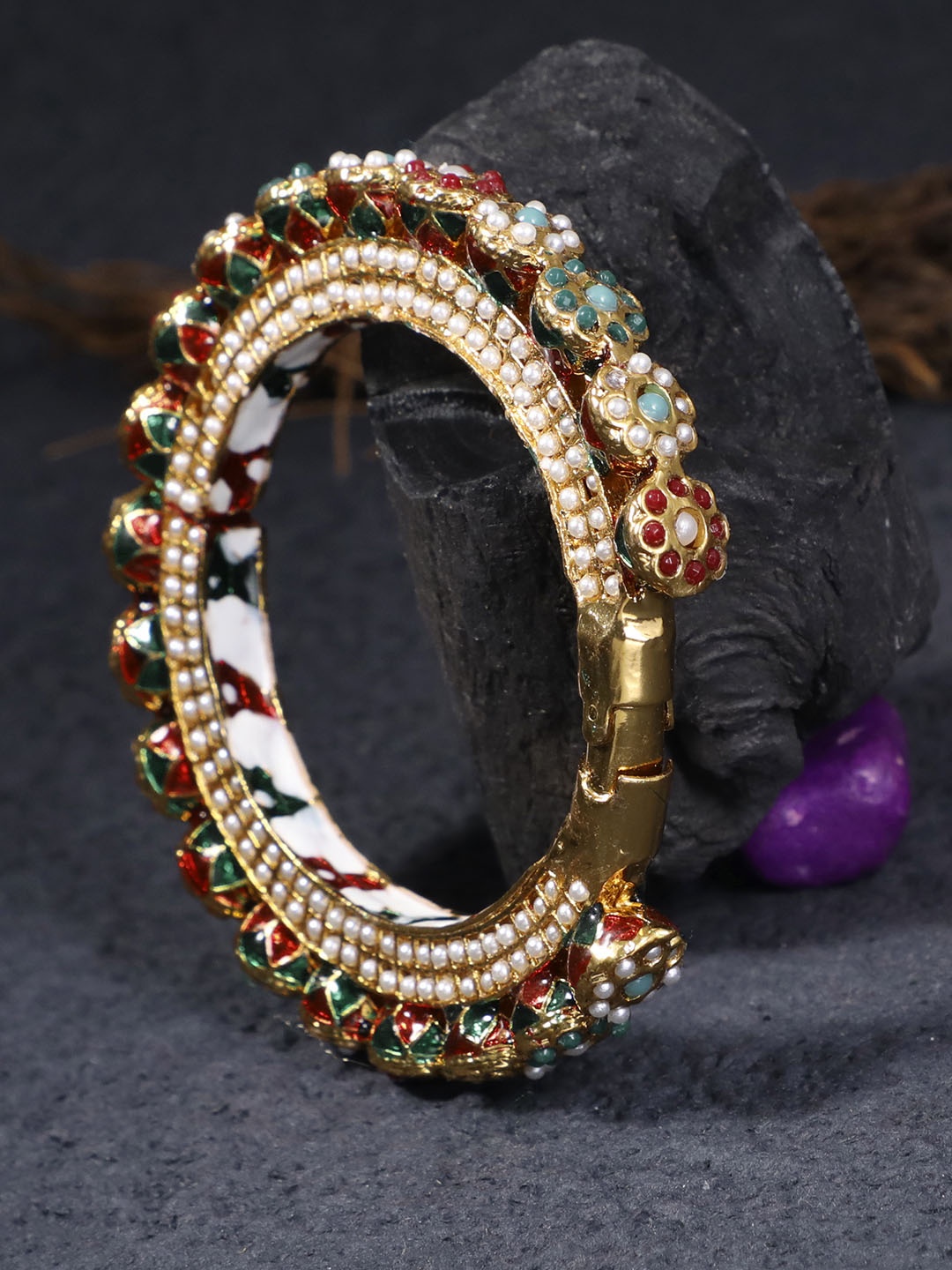 

Adwitiya Collection Gold-Plated & Stone Studded Bangle