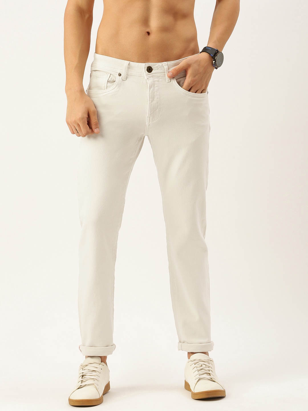 

Flying Machine Men White Slim Tapered Micheal Fit Stretchable Jeans