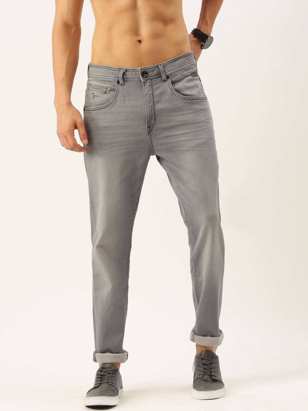 

Flying Machine Men Grey Flite Jogger Light Fade Printed Stretchable Jeans