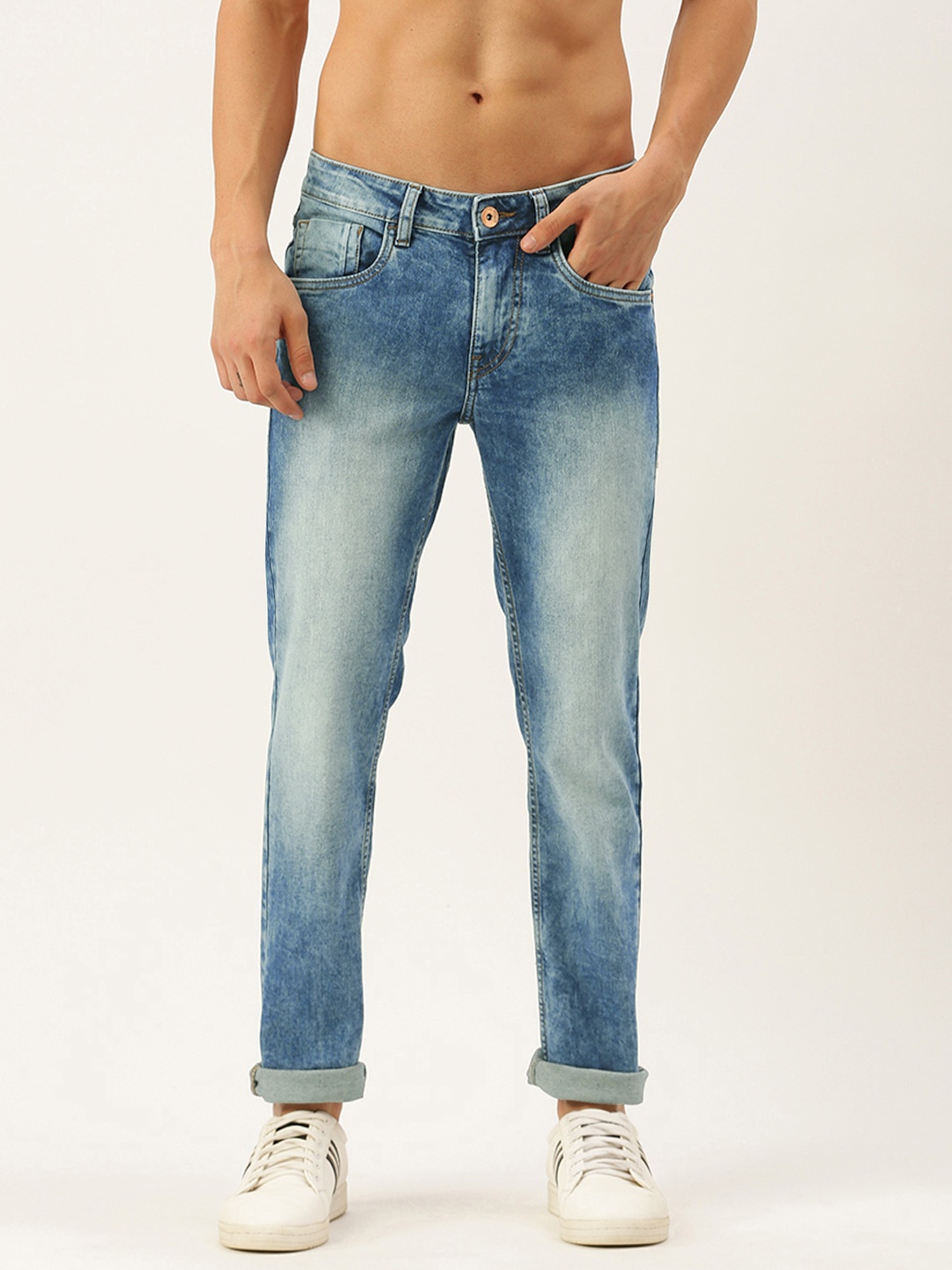 

Flying Machine Men Blue Jackson Skinny Fit Low-Rise Heavy Fade Stretchable Jeans