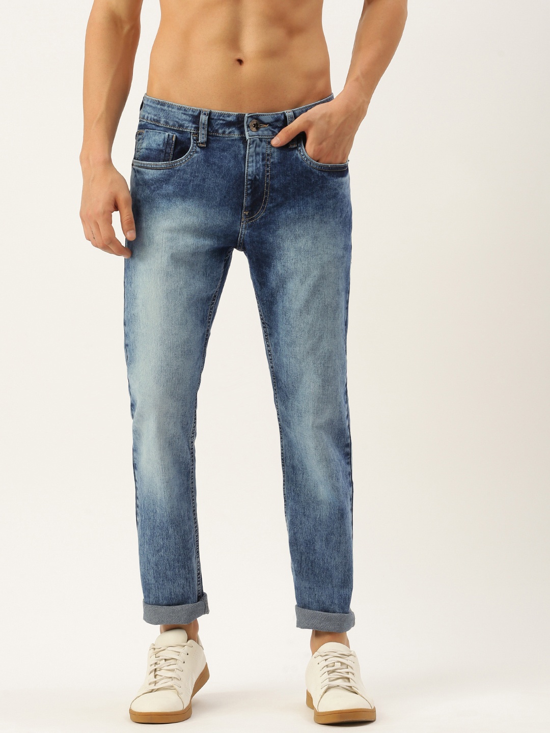 

Flying Machine Men Blue Micheal Slim Fit Heavy Fade Acid Wash Stretchable Jeans