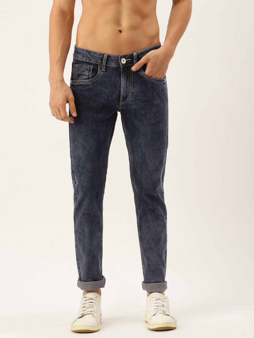 

Flying Machine Men Blue Jackson Skinny Fit Low-Rise Acid Wash Stretchable Jeans