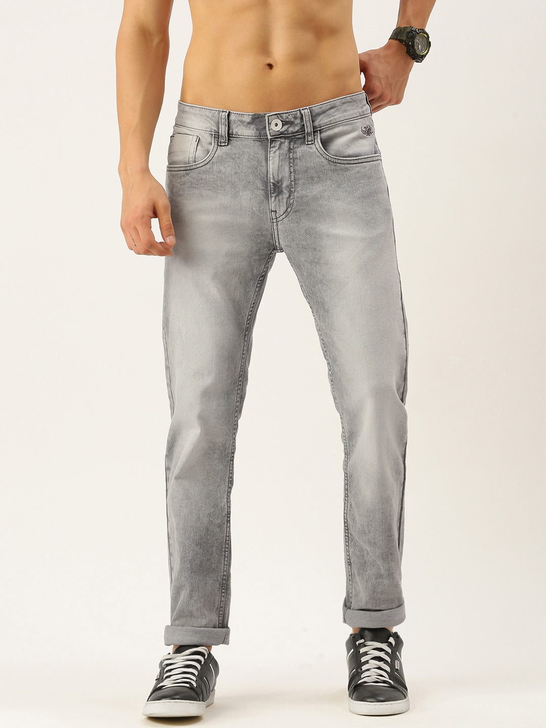 

Flying Machine Men Grey Slim Tapered Micheal Fit Heavy Fade Stretchable Jeans
