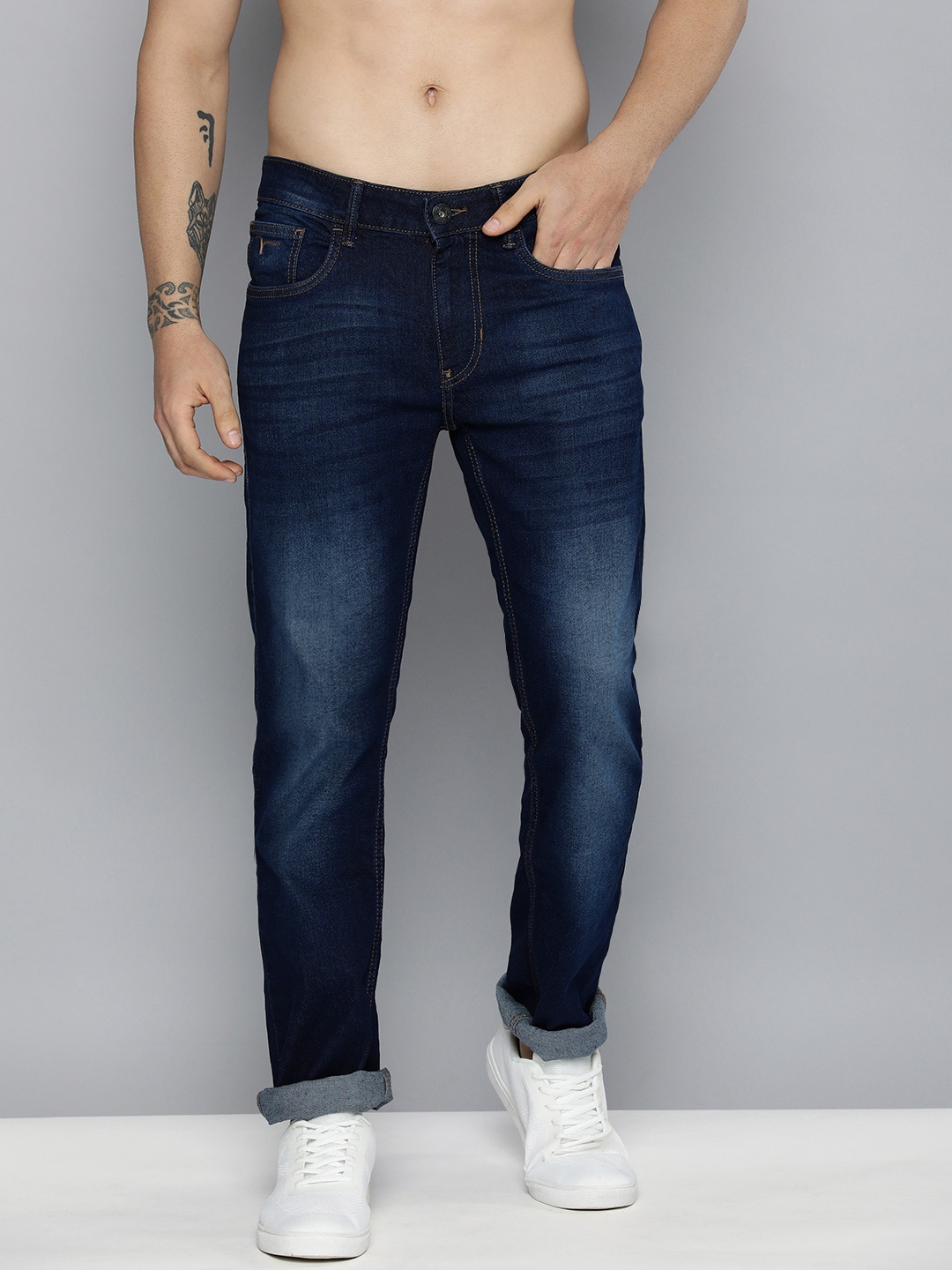 

Flying Machine Men Blue Micheal Slim Fit Heavy Fade Stretchable Jeans