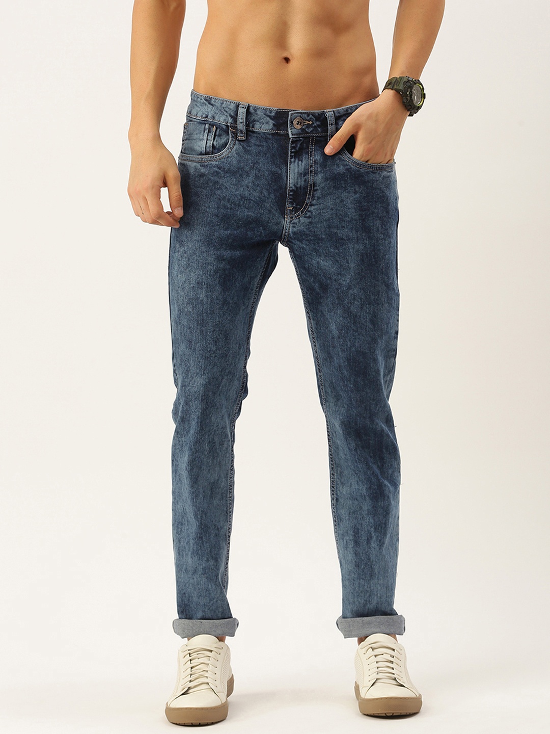 

Flying Machine Men Blue Slim Tapered Micheal Fit Heavy Fade Stretchable Jeans
