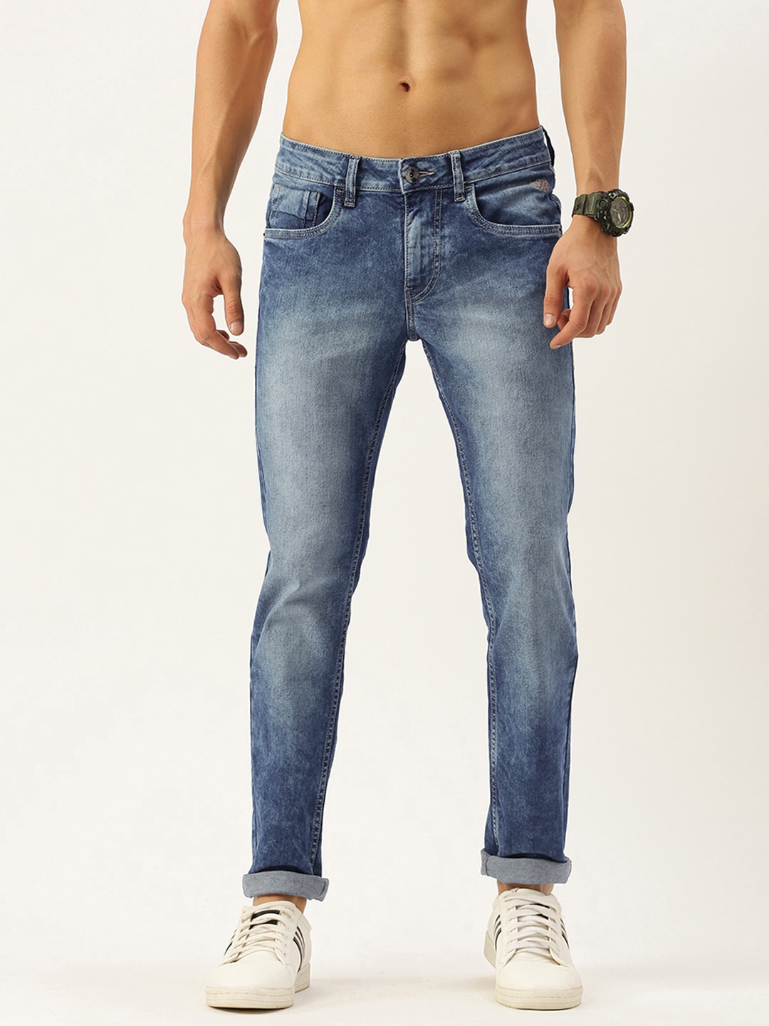 

Flying Machine Men Blue Jackson Skinny Fit Low-Rise Heavy Fade Stretchable Jeans