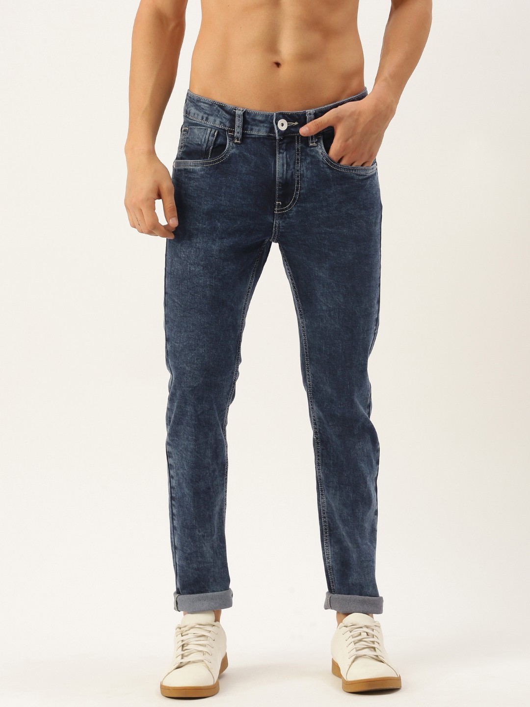 

Flying Machine Men Blue Jackson Skinny Fit Low-Rise Acid Wash Stretchable Jeans