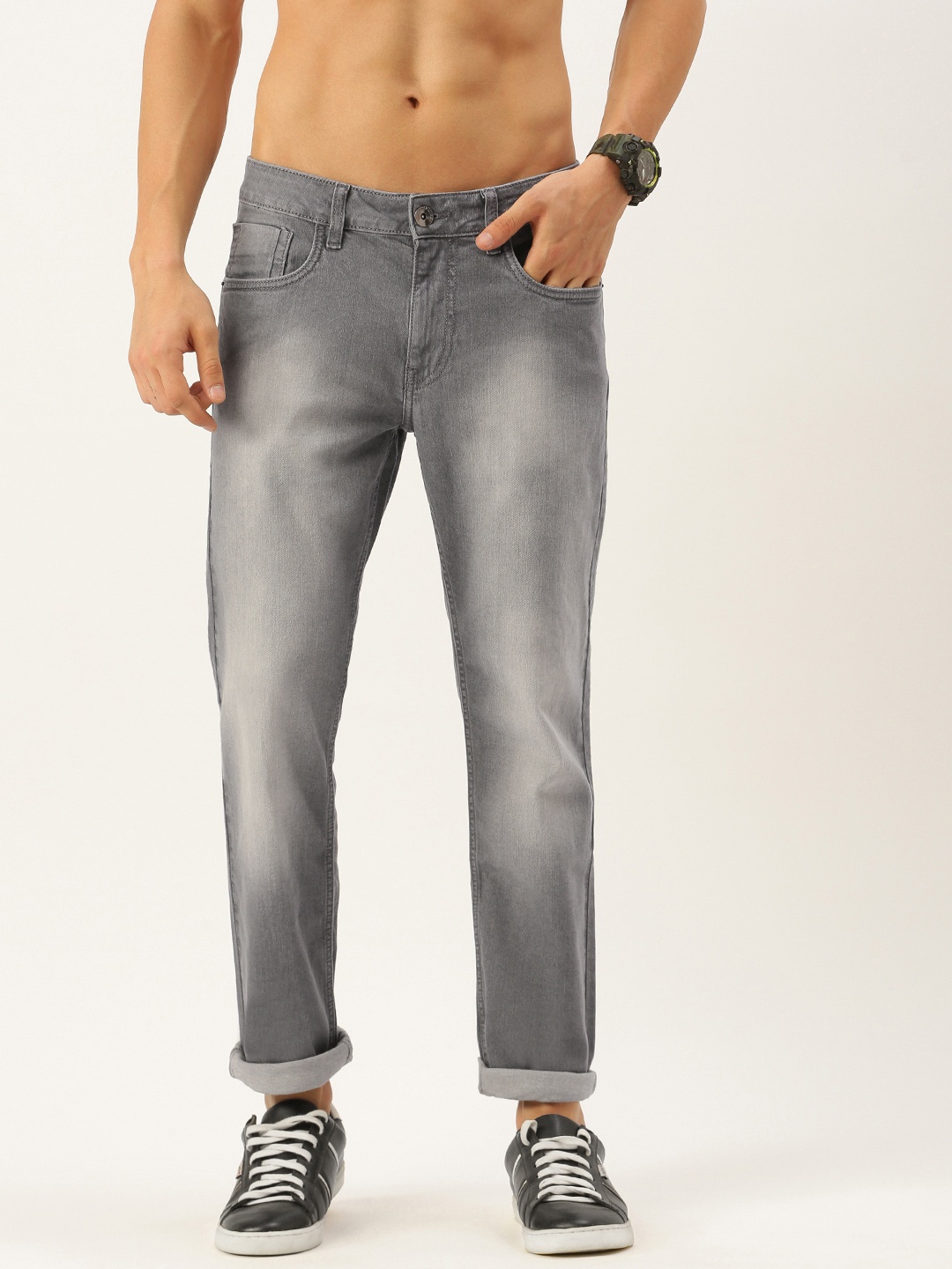 

Flying Machine Men Grey Slim Tapered Micheal Fit Heavy Fade Stretchable Jeans