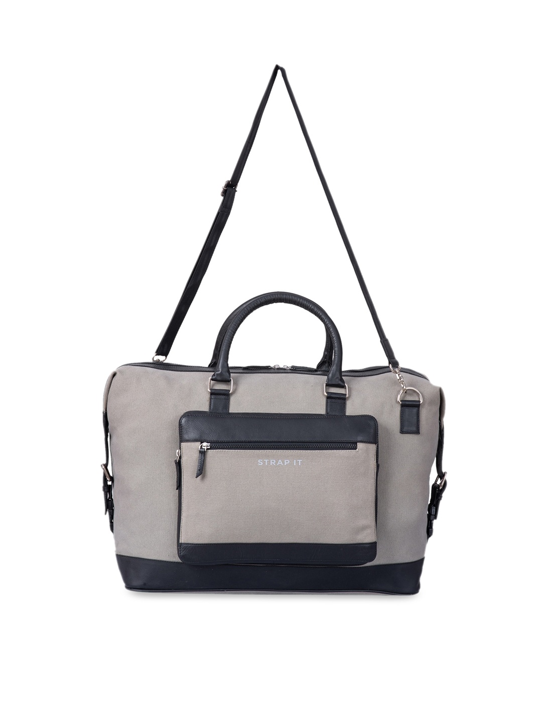 

STRAP IT Grey & Black Solid Large Duffel Bag