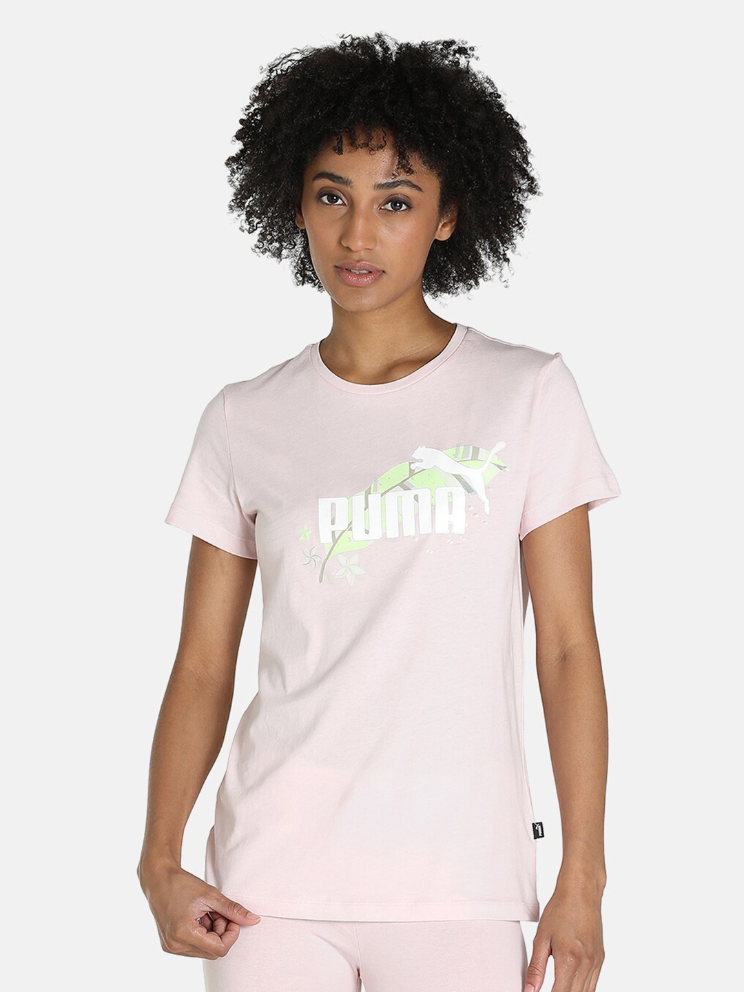 

Puma Women Pink Brand Logo Printed Cotton T-shirt
