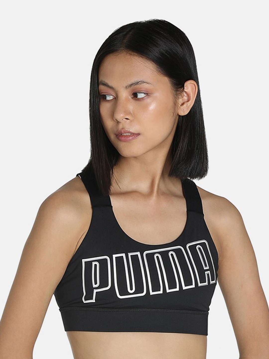 

Puma Black Typography Feel It Mid Impact Sports Bra - 51828908