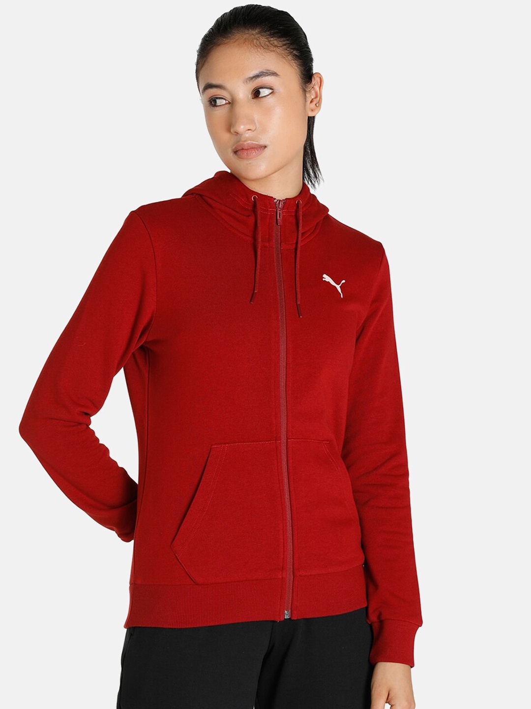 

Puma Women Red Regular Fit Brand Logo Printed Hooded Jacket
