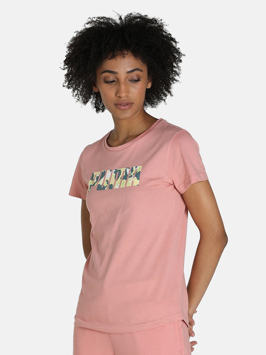 

Puma Women Pink Brand Logo Printed Regular Fit Outdoor T-shirt