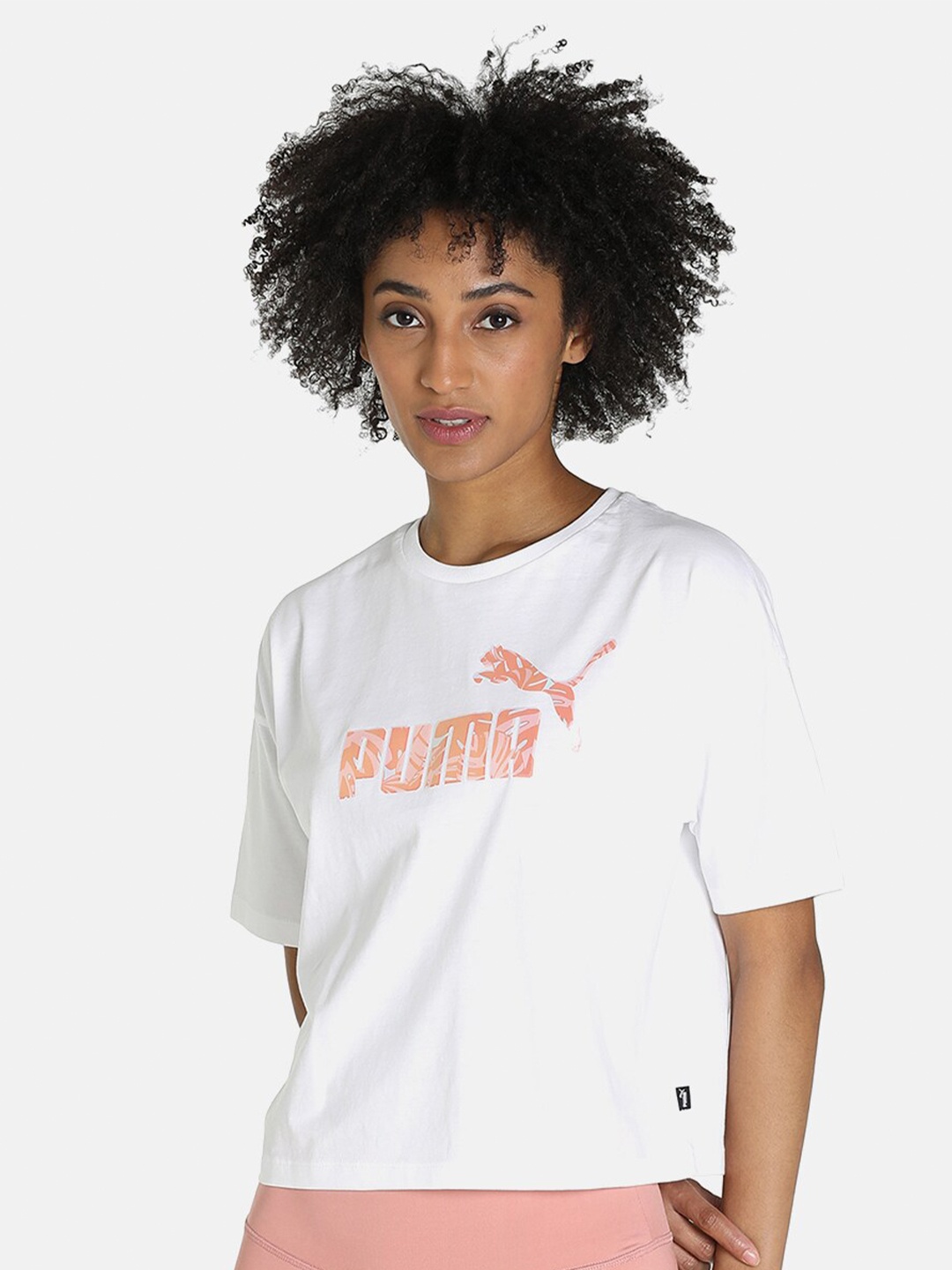 

Puma White Brand Logo Print Crop Top