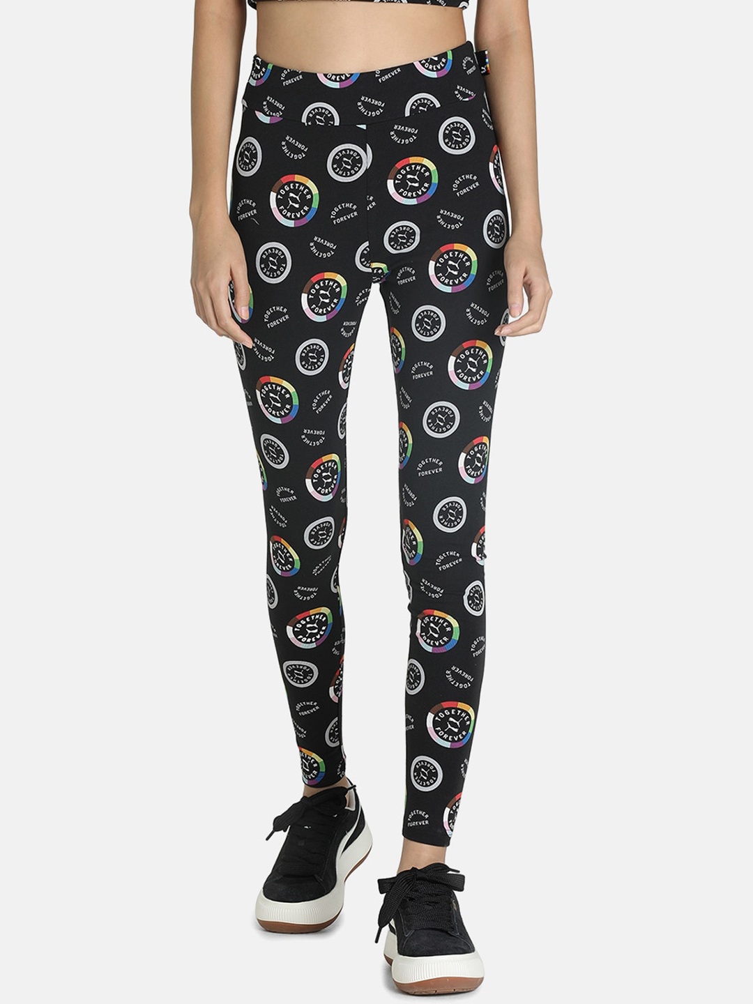 

Puma Women Black Printed PRIDE AOP Tights