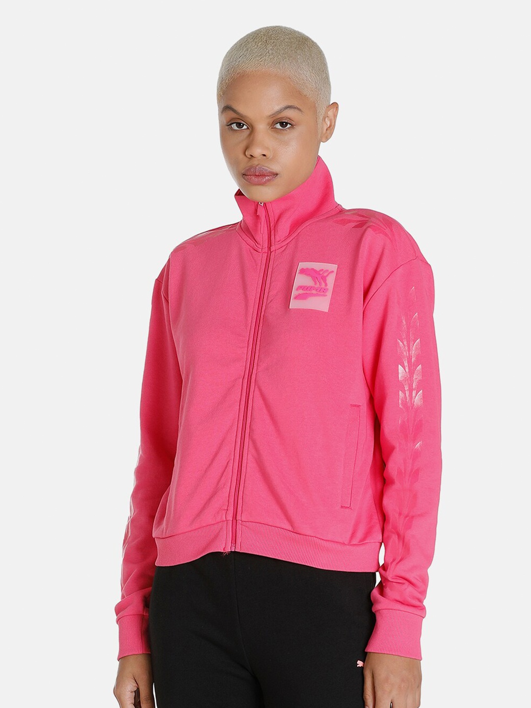 

Puma Women Pink Cotton Evide Track Sweatshirt