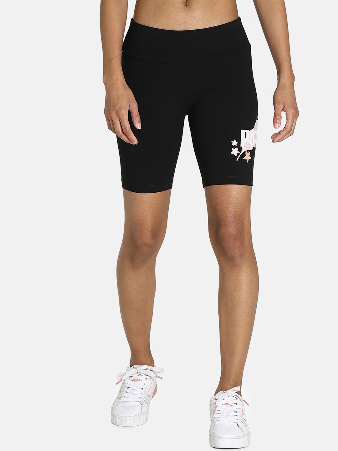 

Puma Women Black Solid Slim Fit Cotton Shorts