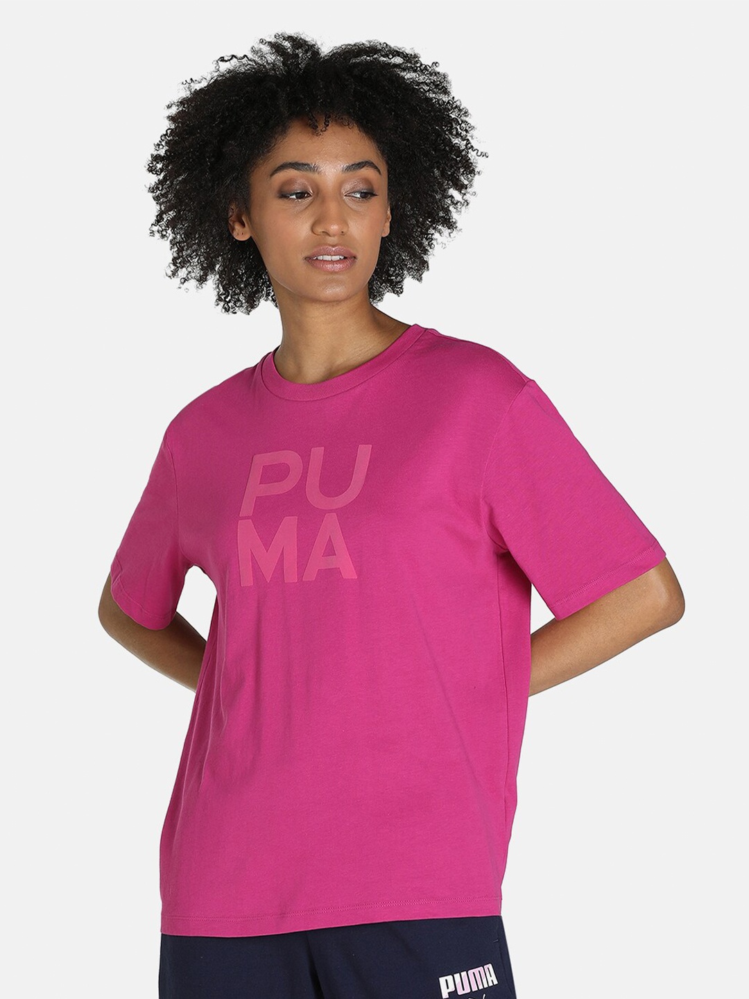 

Puma Women Pink Printed Infuse Boxy Graphic T-shirt