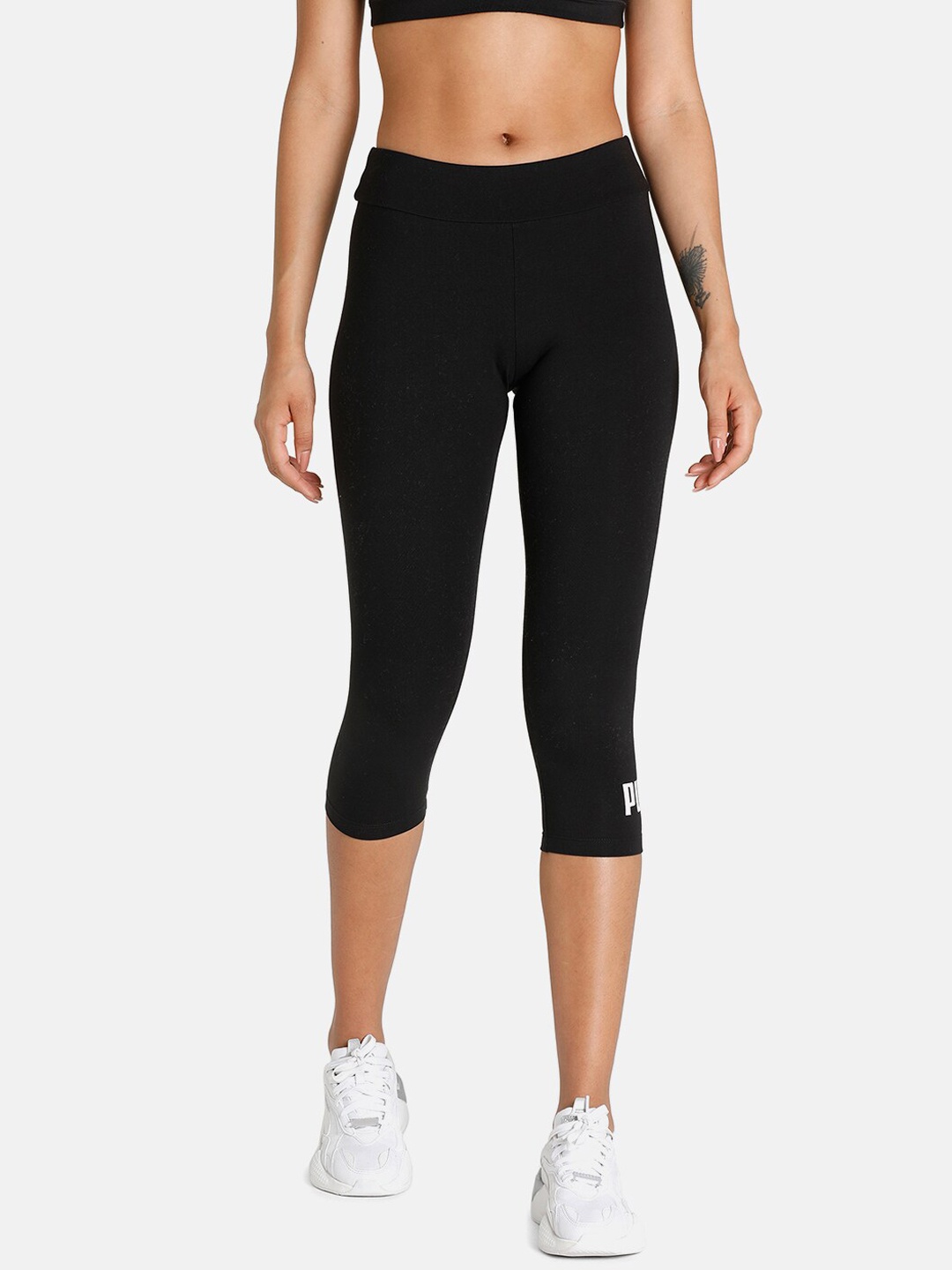 

Puma Women Black Cotton Essential 3/4 Tights