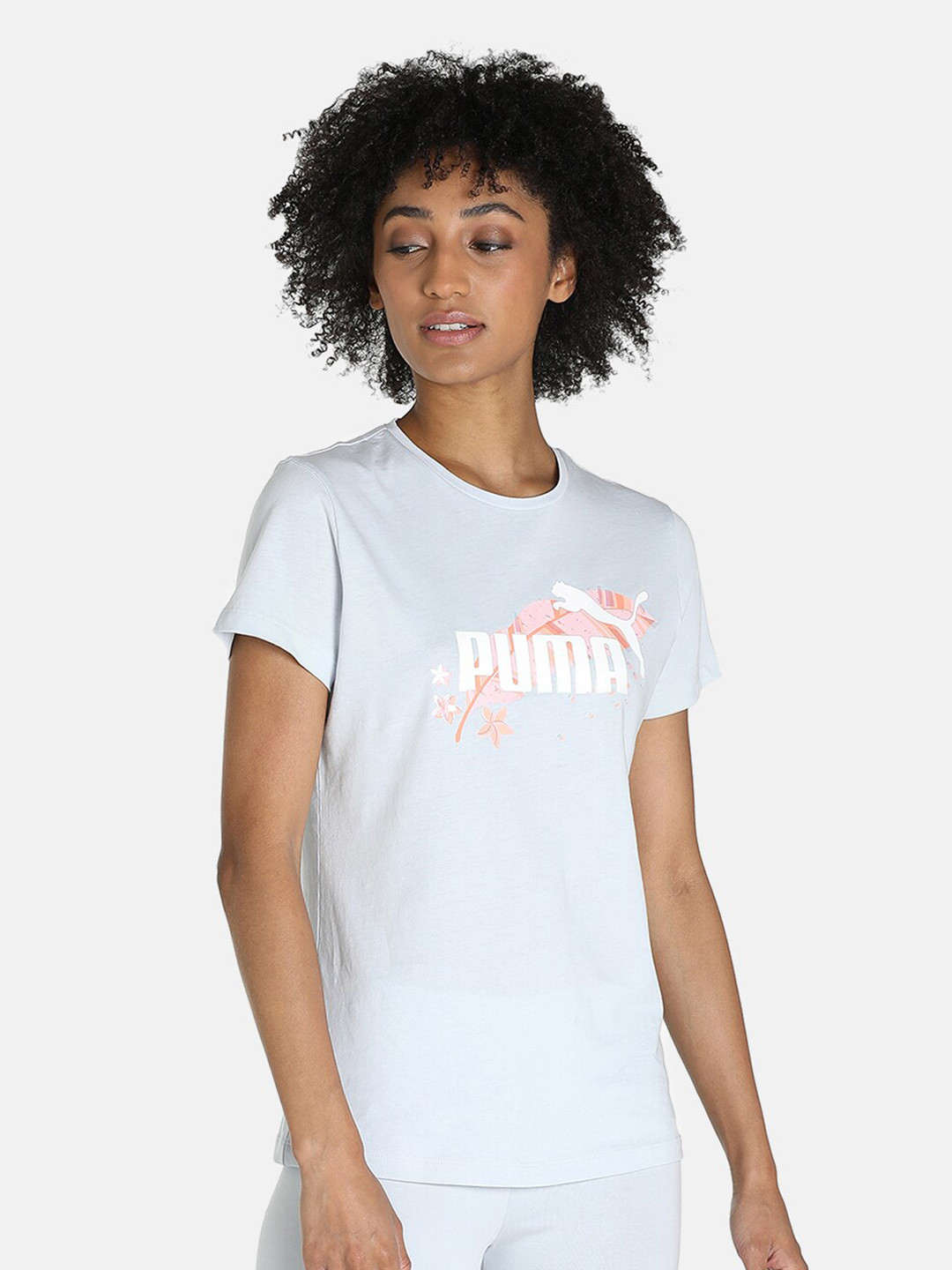 

Puma Women Blue Brand Logo Cotton T-shirt