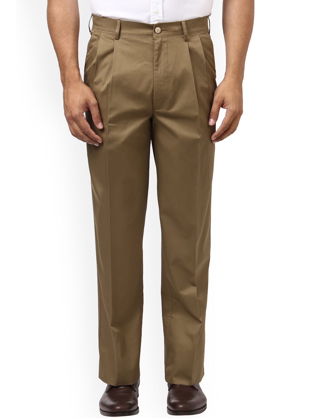 

ColorPlus Men Brown Pleated Casual Trousers