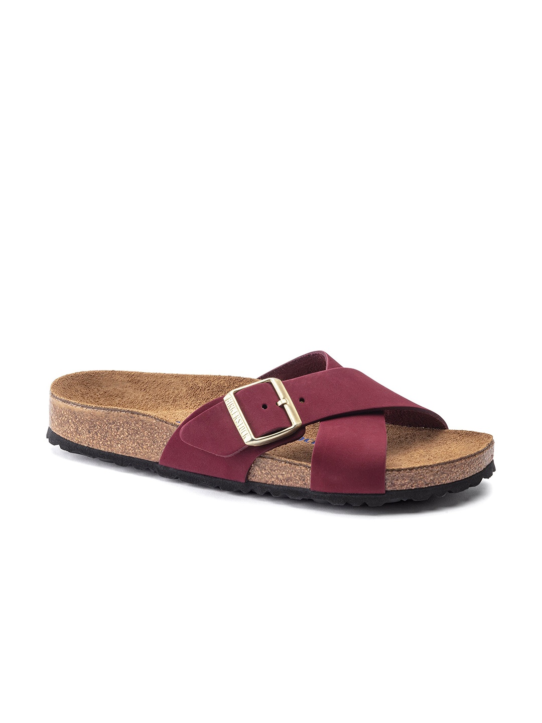

Birkenstock Women Maroon Narrow Width Siena Soft Footbed Open Toe Flats