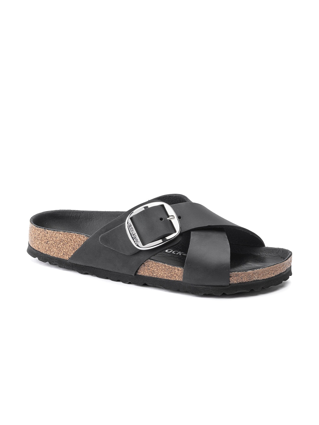 

Birkenstock Women Narrow Width Black Siena Soft Leather Comfort Sandals with Buckles