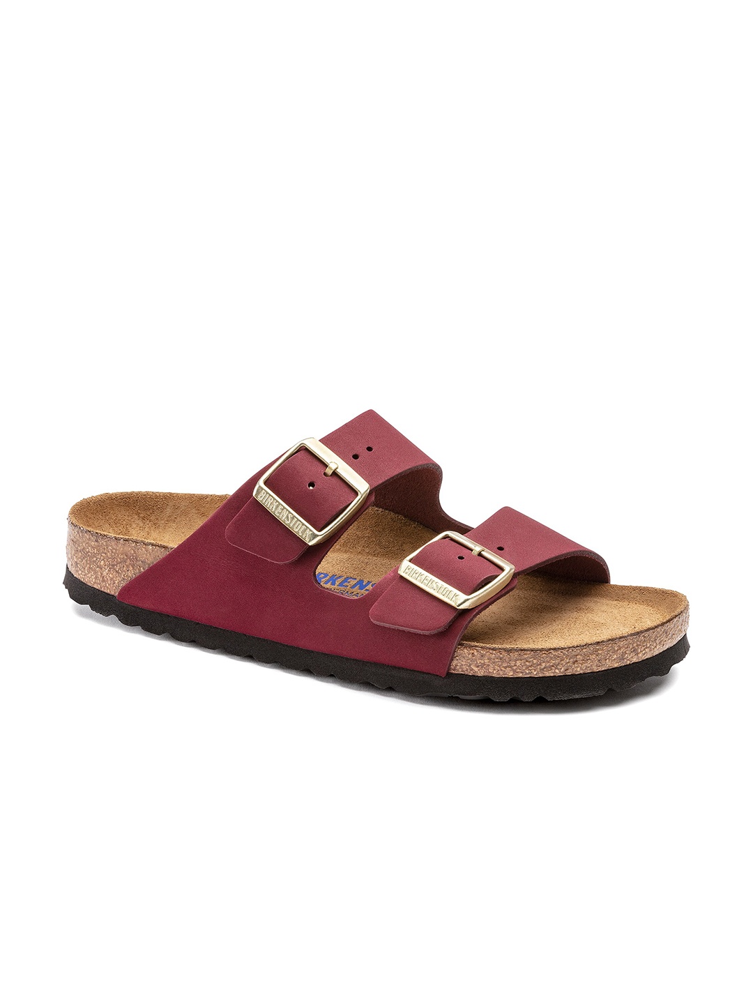 

Birkenstock Women Maroon Narrow Width Arizona Soft Footbed Open Toe Flats