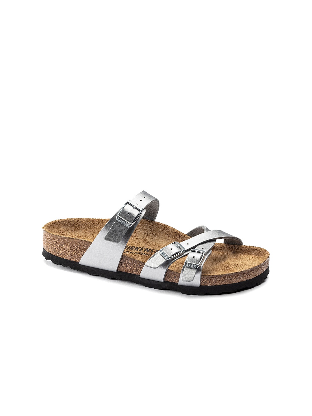 

Birkenstock Women Silver-Toned Narrow Width Franca Open Toe Flats