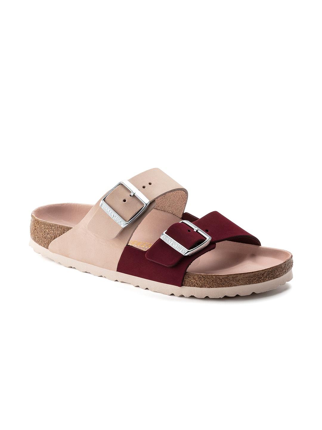 

Birkenstock Women Maroon & Brown Narrow Width Arizona Open Toe Flats with Buckles