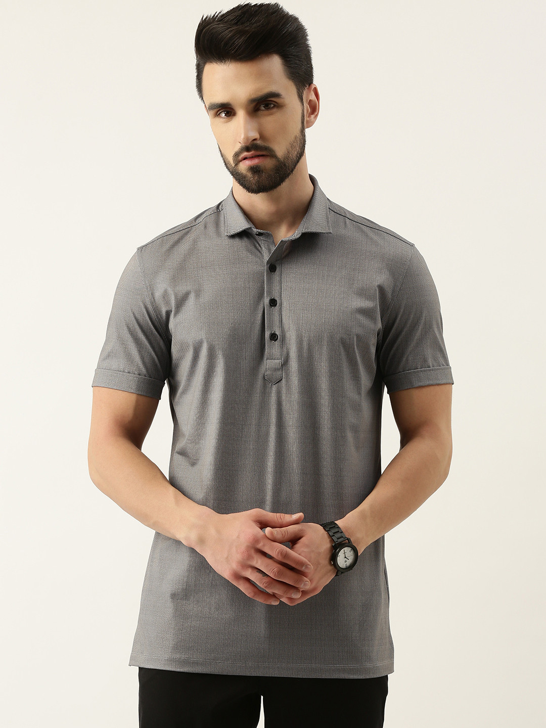

Peter England Perform Athletic Fit Casual Shirt, Charcoal