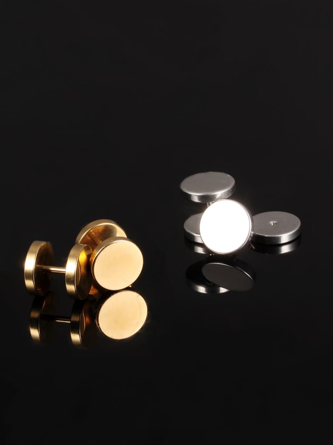 

Yellow Chimes Gold-Toned & Silver-Toned Set Of 2 Studs Earrings