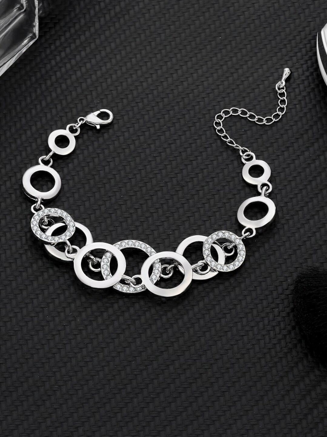 

Yellow Chimes Women Silver-Plated Crystals Link Bracelet