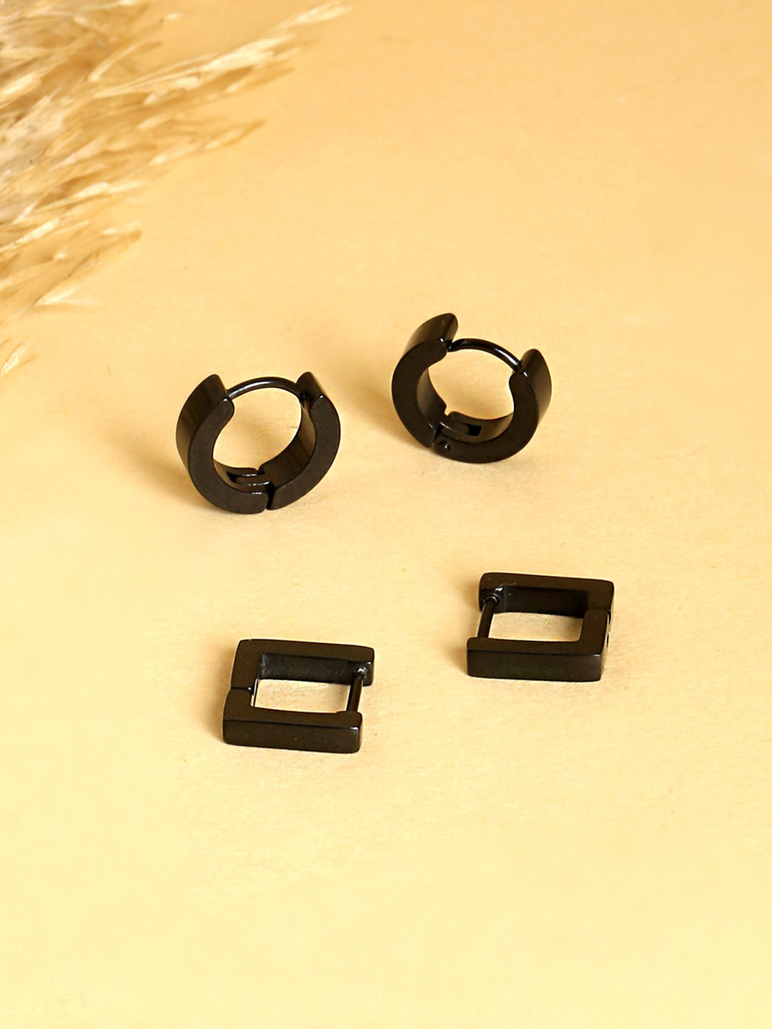 

Yellow Chimes Black Contemporary Hoop Earrings
