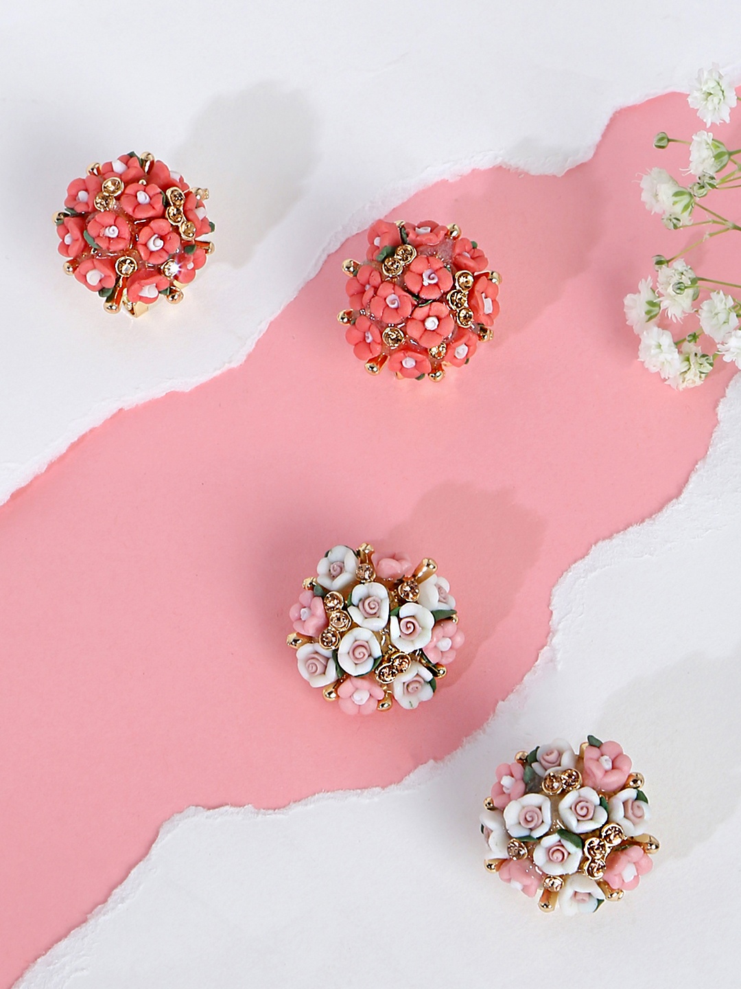 

Yellow Chimes Set of 2 Pink Contemporary Studs Earrings