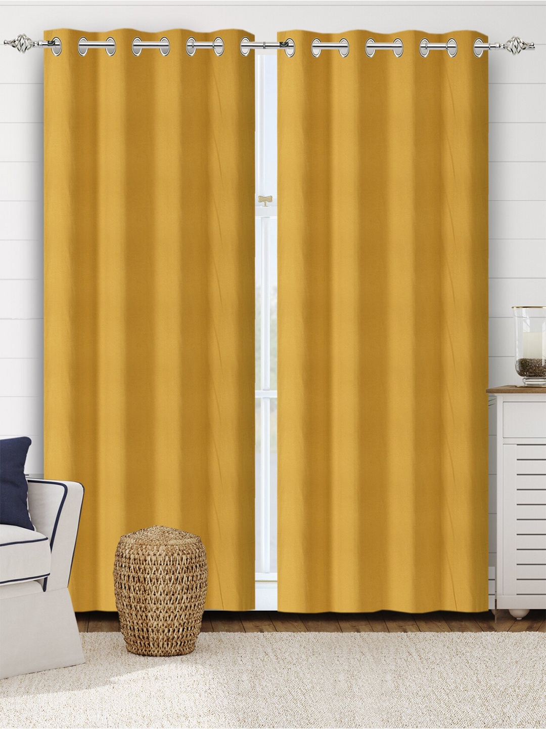 

Saral Home Plain Cotton Set of 2 Yellow Long Door Curtains