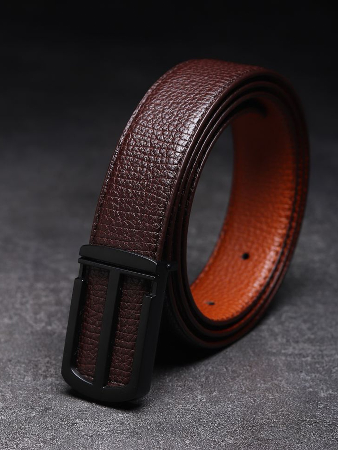 

Kastner Men Brown & Tan Brown Textured Reversible Formal Belt