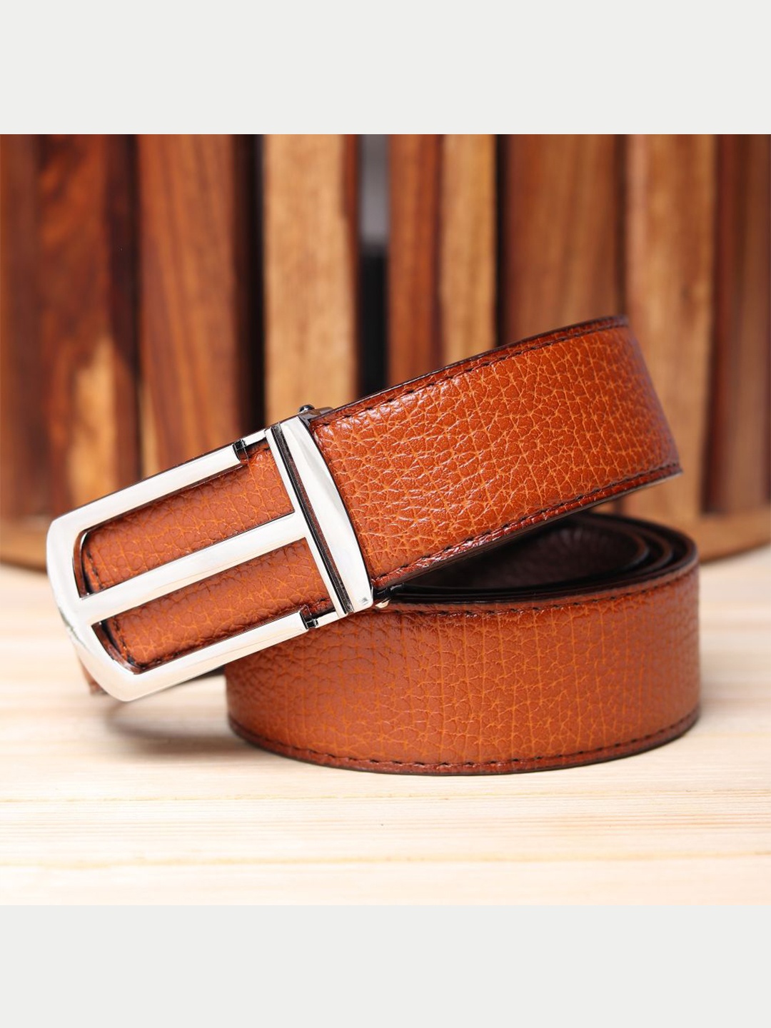 

Kastner Men Tan Textured Artificial Leather Reversible Formal Belt