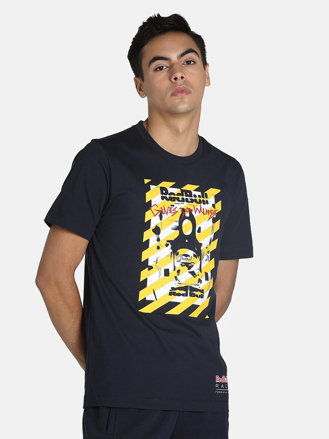 

PUMA Motorsport Men Navy Blue & Yellow Printed Motorsport T-shirt