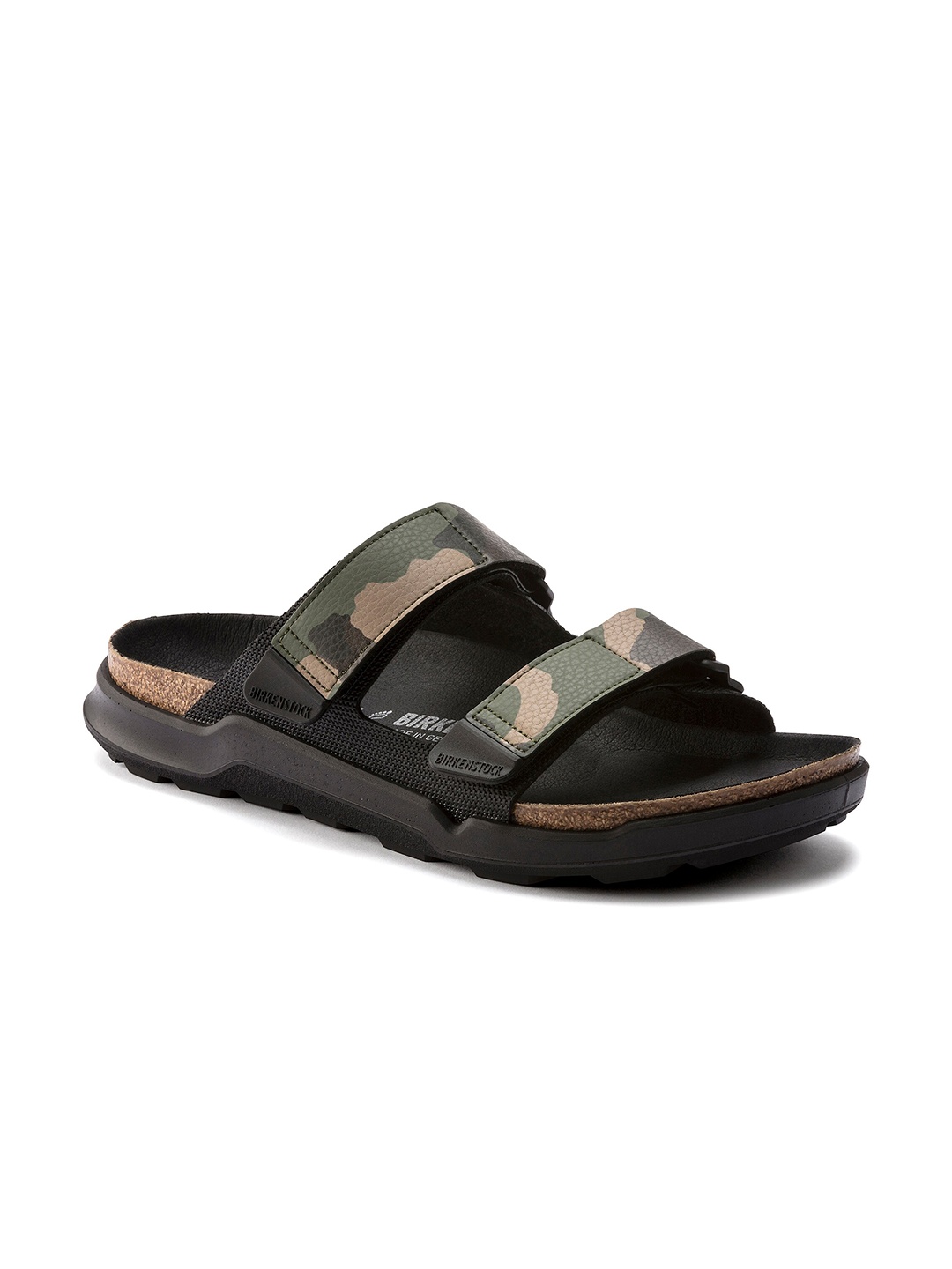 

Birkenstock Men Regular Width Black & Olive Green Atacama Camouflage Comfort Sandals