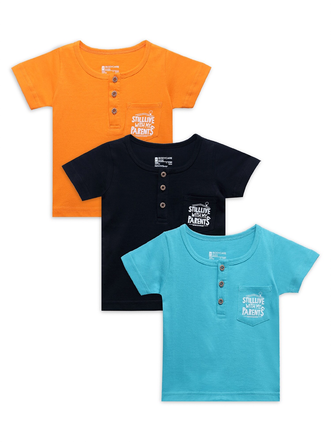

Bodycare Kids Boys Multicoloured Typography 2 Henley Neck T-shirt, Multi